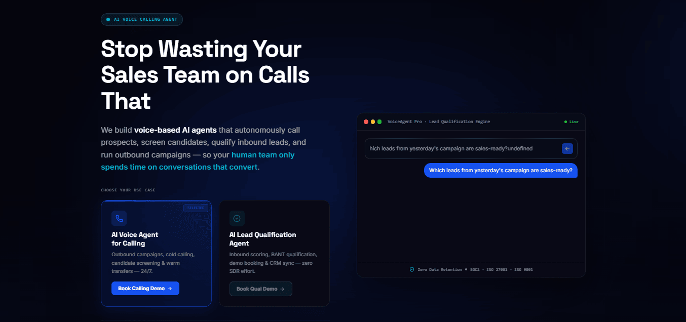 AI Voice Agent for Calling & Lead Qualification